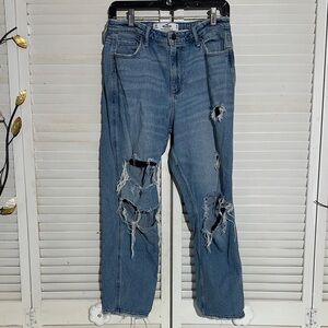 Hollister Ripped Straight Leg Jeans - Blue